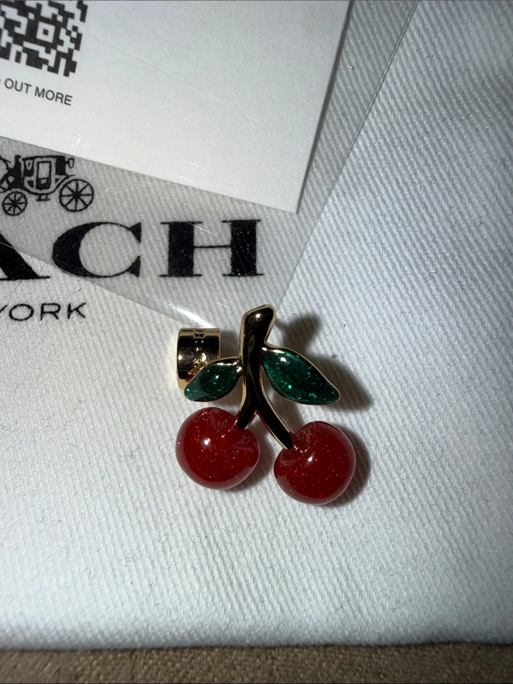 Coach Cherry Enamel Stud Earrings - Red & Green - Picture 4 of 7